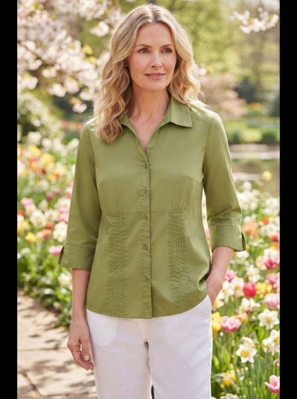 COMO Elegant Olive Button-Down Shirt